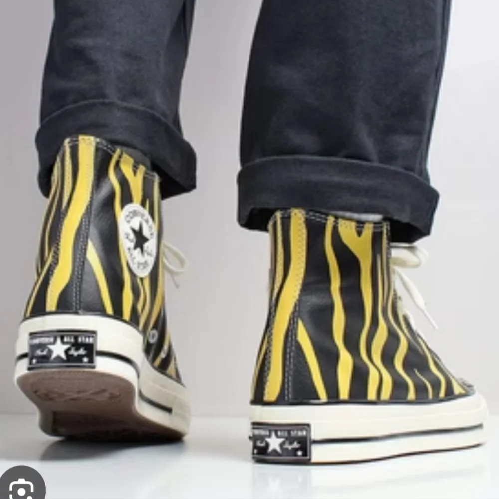 Converse Chuck Taylor Retro 70 Hi Vivid Black Yellow Sulfur Zebra Leather 8 NWT - Picture 3 of 14